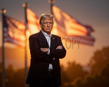 Donald  Trump American Flag AI Generated Photo MAGA President, USA 8X10 Print