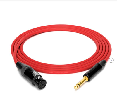 1FT to 25'FT Mogami 2534 Neutrik Gold XLR-F to 1/4 TRS Star Quad Audio Red Cable