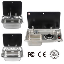 GEARZAAR Campervan Sink & Cooker / Hob Combination Unit kit W / Hot Cold Faucet