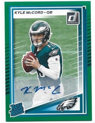 2025 Donruss Rated Rookies Autographs Green 325 Kyle McCord Philadelphia Eagles