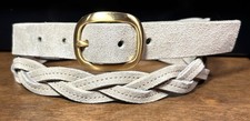 Tan Suede Woven Belt Sz L/35 1-1/8 Wide EUC