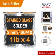 4 lb 60/40 Stained Glass Solder - Exceptional Quality, No Spattering, Low Melt