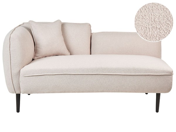 Chaiselongue Bouclé Beige Linksseitig Mit Kissen Metallgestell Modern Chevannes-image