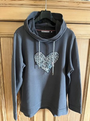 CECIL Hoodie Gr. XL Fb.grau mit Pailettenherz -TOP