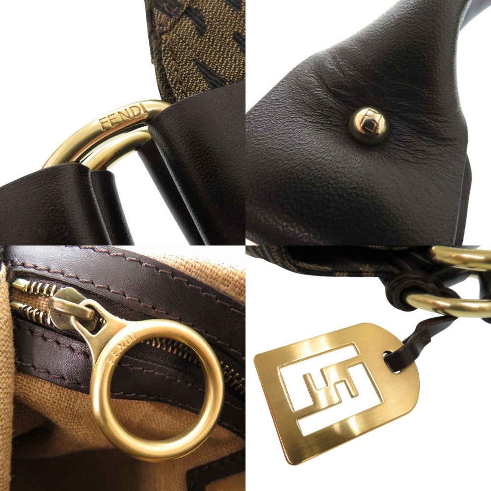 FENDI Zucca Handbag Tiger Print Tiger Canvas Leather Brown Women From Japan thumbnail 19