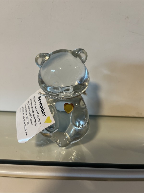Fenton Glass November Birthstone Bear Figurine Gold Heart Art USA 