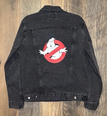 RARE Universal Studios Ghostbusters Retro No-Ghost Black Denim Jacket Medium!