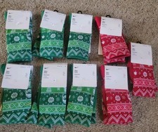 9 Pairs Nike Elite Socks Youth 10C-3Y Red Green Crew Christmas Basketball