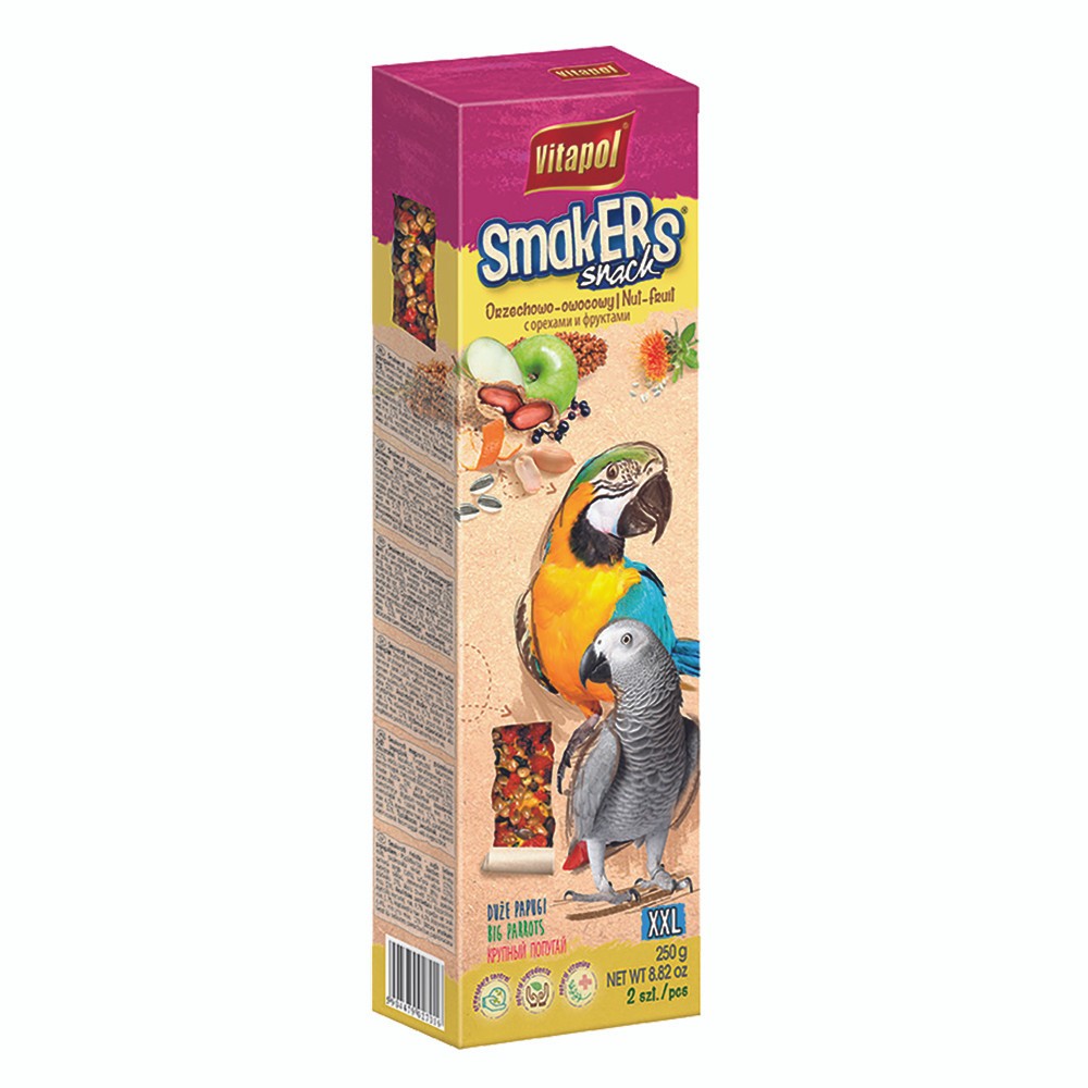Vitapol Parrot Sticks Twinpack - Fruit & Nut treat for African Greys, Conures