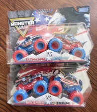 Monster Jam Stars And Stripes Grave Digger VS Digatron EL TORO LOCO vs MEGALODON