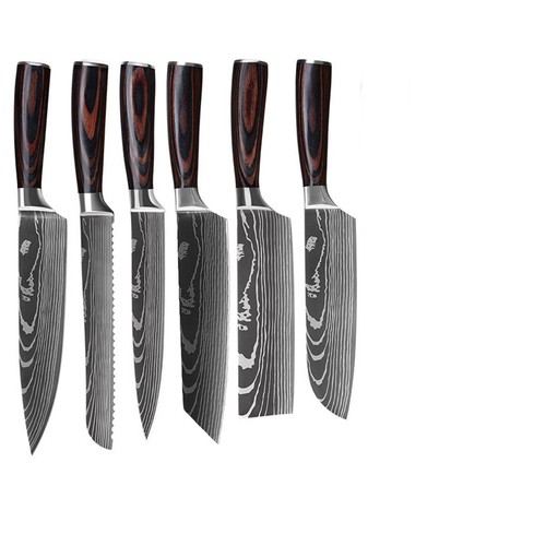 Set Coltelli Cucina Modello Damasco Giapponese Coltelli Chef Acciaio Inox Cleaver - Foto 14 di 30