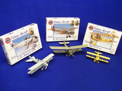 3 Airfix Vintage Aircraft 1:72 Scale Built Roland C-11 RE8 Spad S.VII France '87