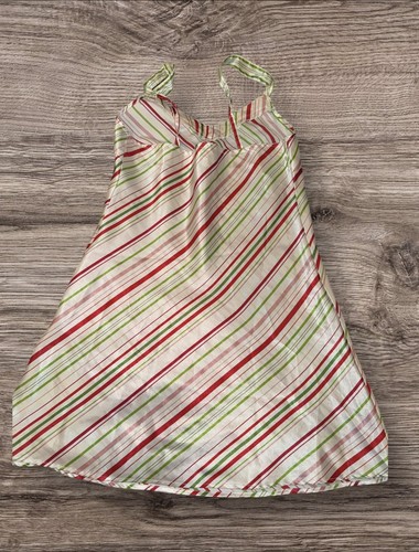 Vintage striped Slip mini Dress Green pink Size 36 / 38 - Picture 3 of 6