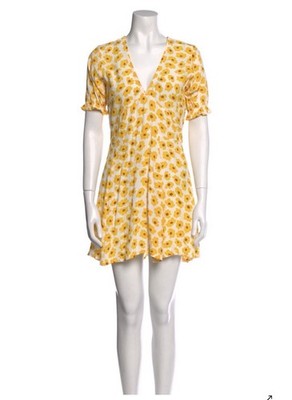 Faithful The Brand V-Neck Mini Dress Size-S