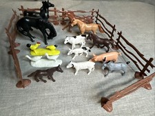 Toy Plastic Farm Animals  Fences Lot Cows, Horses, Goats, Pigs, Horses, Geese 