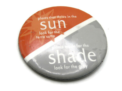 #ad #ad Advertising Pinback Button Gardening Plant Guide Sun vs Shade Terra Cotta amp; Gray $15.00