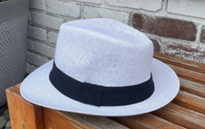 Unisex Men Women White Panama Medium Brim Tropical Cuba Woven Fedora Hat