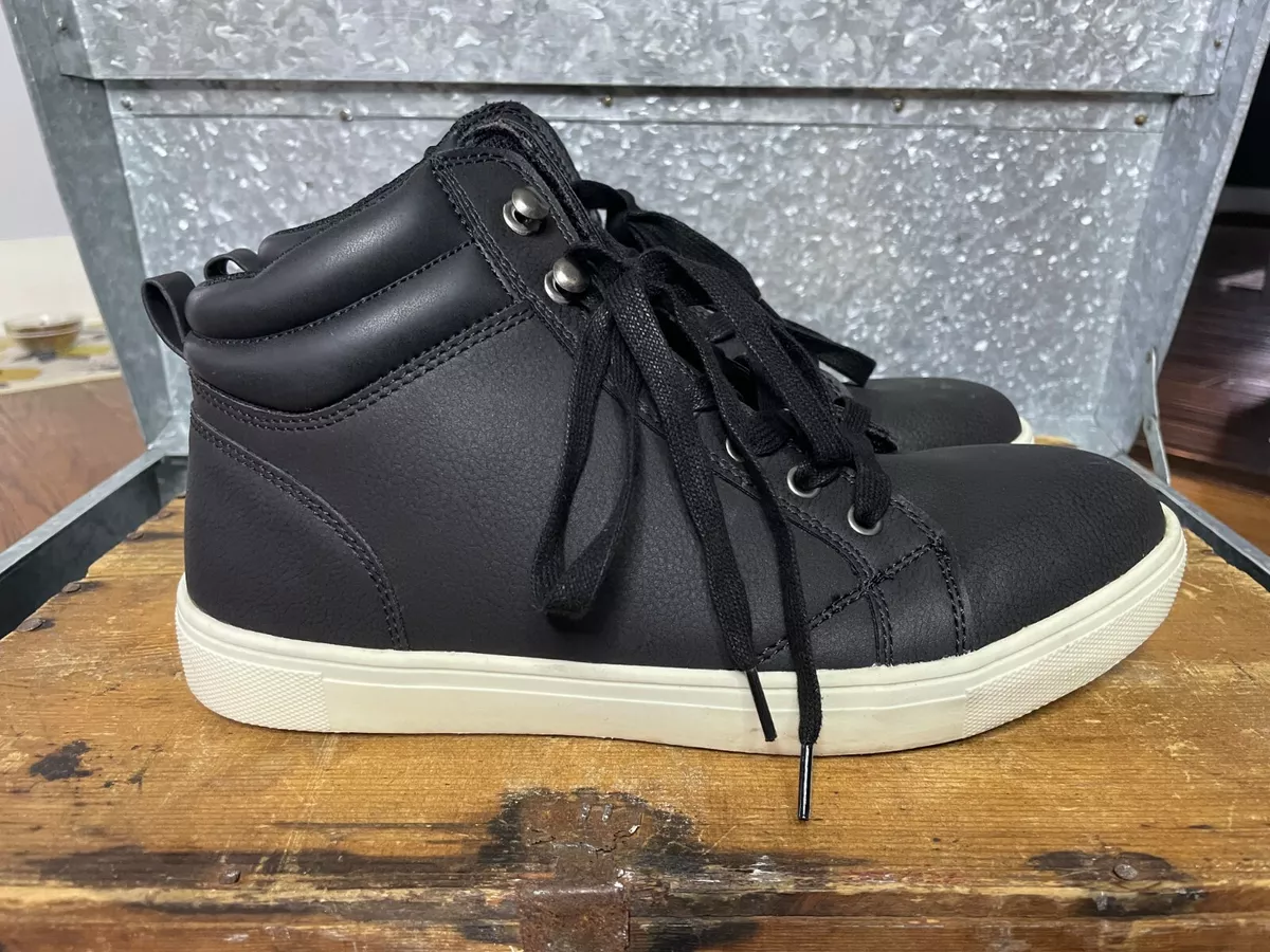 vil gøre Ved navn smart Goodfellow &amp; Co Black Vegan Faux Leather High Hi Top Sneakers Gym Shoes  Mens 8 M | eBay