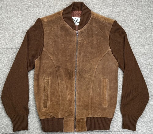 Niki Herren Vintage durchgehender Reißverschluss braun halb Wildleder Pullover Jacke Größe Small