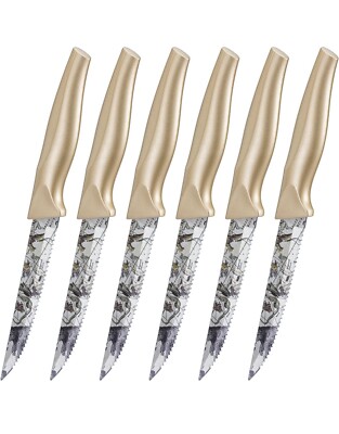 Karcu Zodiac Print Premium Steak Knife Set 6 pc, with Serrated Blades