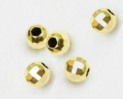 14k solid yellow gold MM mirror faceted beads