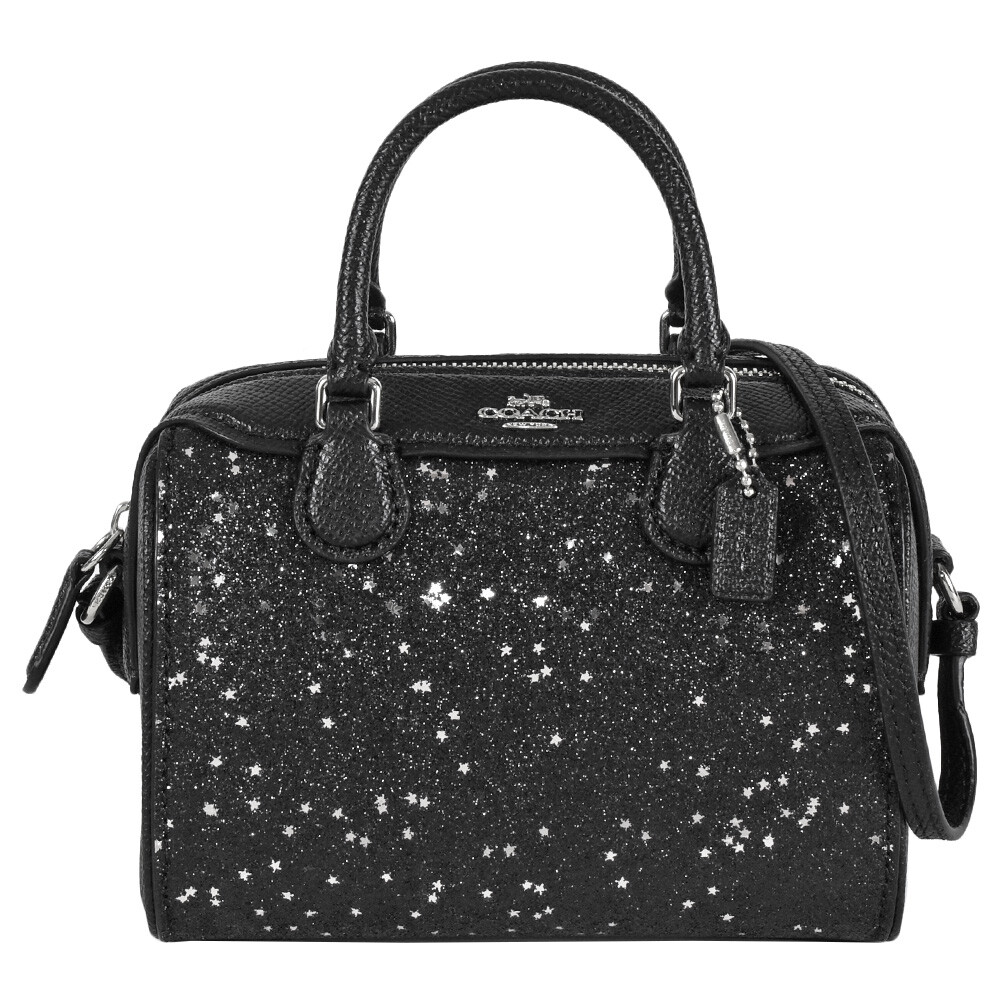 Coach Glitter Satchel Mini Shoulder Bag F37747 Black r4_0823