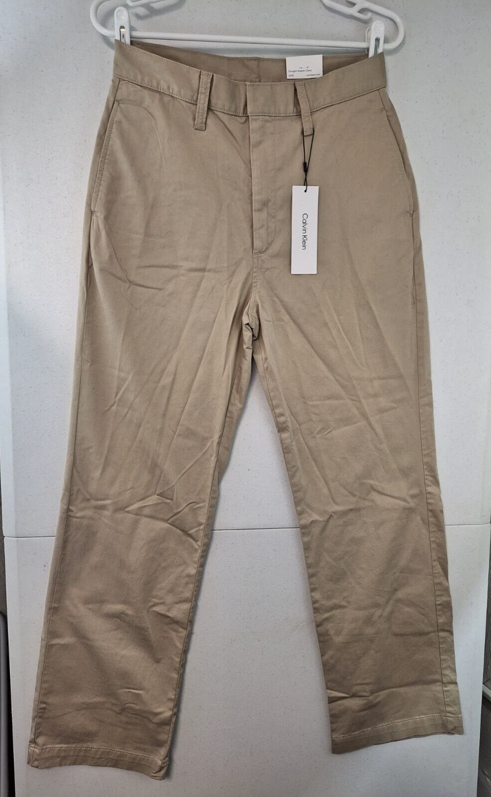 Calvin Klein Women's sz 28 Khaki Tan Straight Stretch Chino Pants NWT $89.50