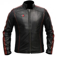 MASS EFFECT 3 - N7 COMMANDER SHEPARD STYLISH 100% Real LEATHER JACKET