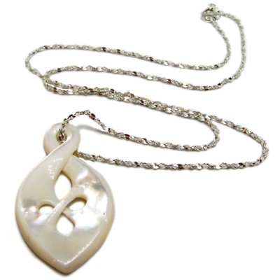 Sterling Silver 18'' Twisted ''S'' Chain and Mother of Pearl Necklace