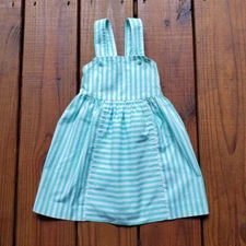 Vintage baby toddler 90 cm Mothercare English green striped sun dress
