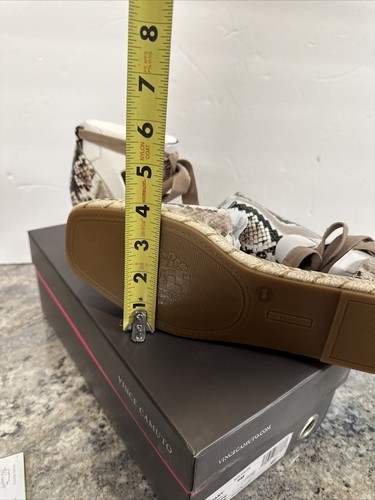 Vince Camuto Jeliany Ribbon Ankle Tie Espadrille Sandals Taupe Snaps Print 9M - Picture 11 of 15
