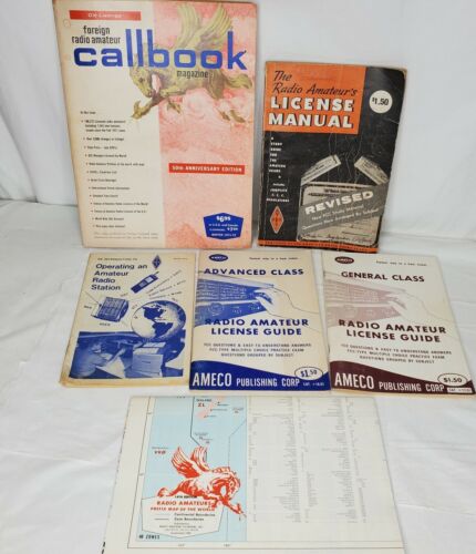 Vintage HAM CB Amateur Radio Books Callbook License Manuals Map 70s Lot  - Picture 1 of 12