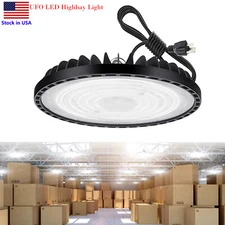 300W UFO LED High Bay Light, 6000K High Bay Shop Light with US Plug for Garage