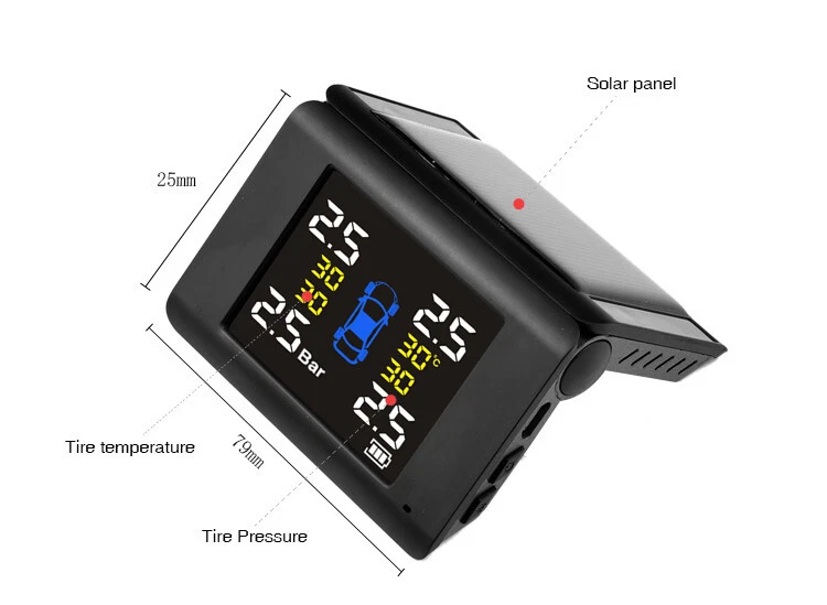 Car TPMS Tire Tyre Pressure Monitor System Alarm W/4 Internal Sensor LCD Display - Image 2 of 4