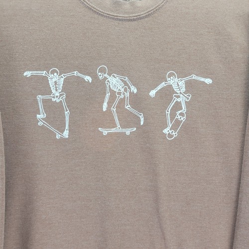 FULL TILT Womens Skeleton Skateboard Pullover Sweatshirt Brownish Red Size Small - Picture 2 of 12