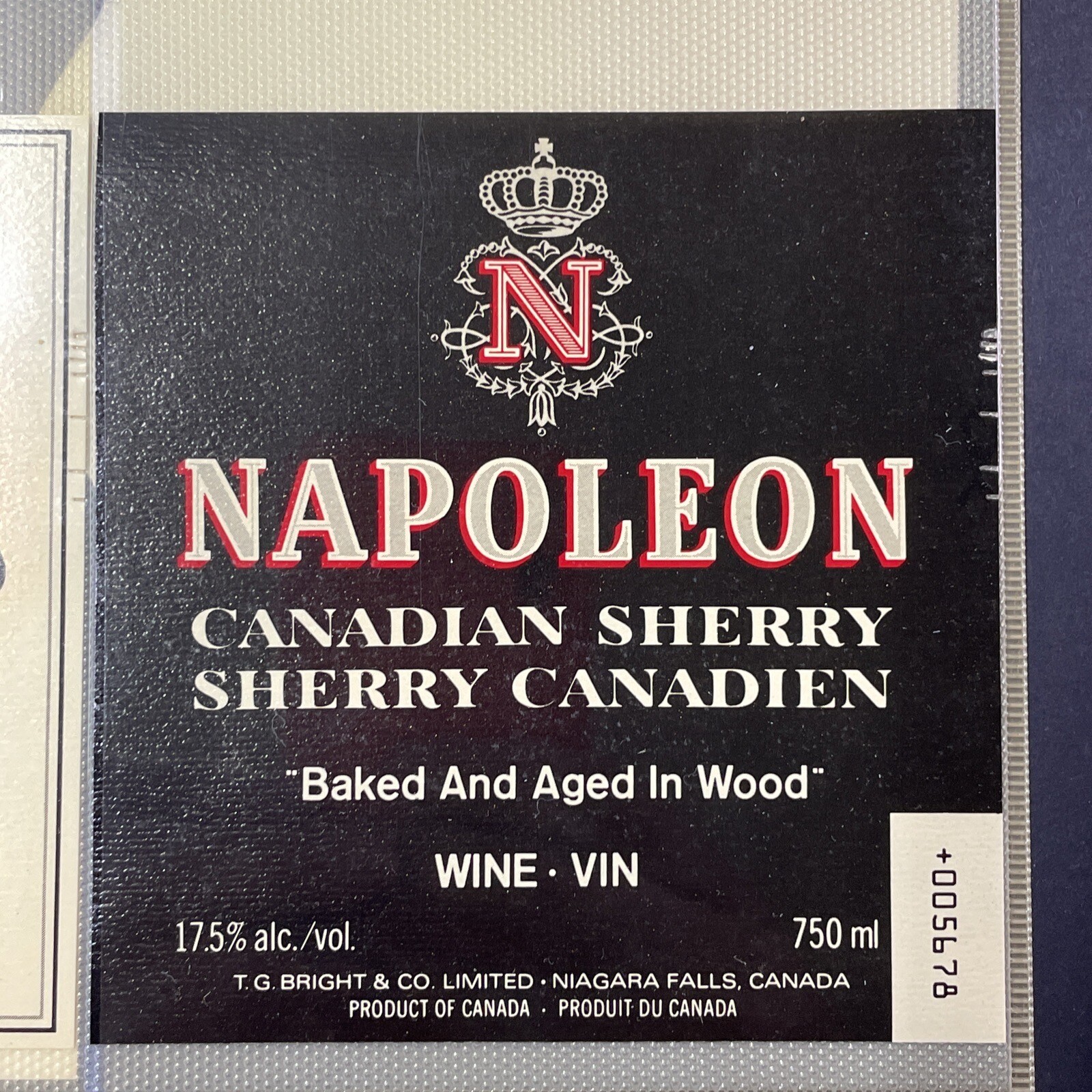 Vintage Brights Winery Napoleon Canadian Sherry Wine Unused Paper Label Q151