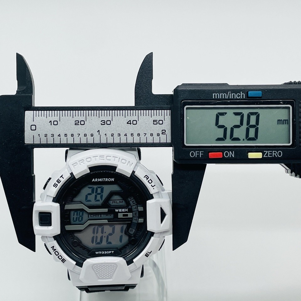 Armitron Pro Sport Watch Men WR330FT Black White Silicone Strap 53mm