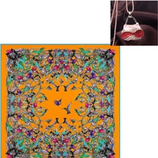 130*130cm Flower Carriage Women's Scarf 100% silk Scarf +1 gift necklace # 20