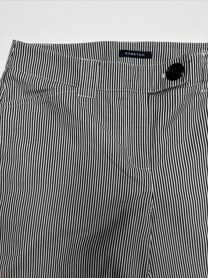 Pantalones Jones New York elásticos de pierna ancha para mujer talla 8 (medidas 30x29) negros/blancos a rayas Foto 3 de 4