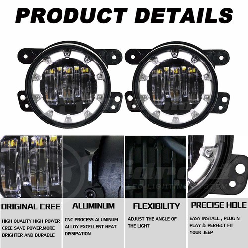 7" Inch LED Headlights Halo DRL + 4" Fog Lights Combo For Hummer H2 H3T 06-10 - Picture 7 of 24