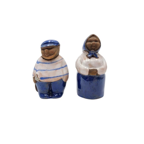 VTG Birgitta Olsson BO Scandinavian 4" Man & Woman Pottery Figurine Folk Art