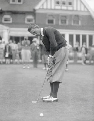 Tommy Armour Putting in US Open 1927 Old Photo