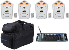 4 Rockville RF WEDGE WHITE RGBWA UV Battery Wireless DMX Lights Bags Controller