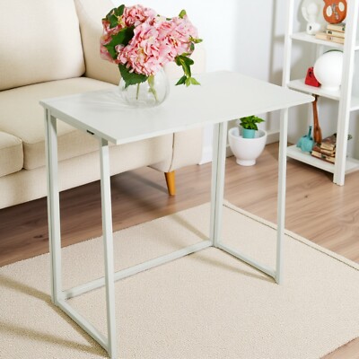 Folding Laptop Desk - MDF Foldable Breakfast Table 31.5'' Tabletop White