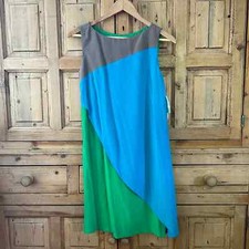 Suzi Chin for Maggy Boutique Size 2 Blue Colorblock Sleeveless Dress NWT Flaw