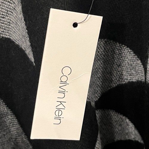 NWT Calvin Klein Cape Poncho Shawl Women's One Size Black Gray Colorblock - Picture 7 of 12
