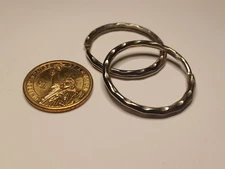 (2) Silver 1.5 Inch(37mm) Hammered Style Split Ring Key Rings Key Holders