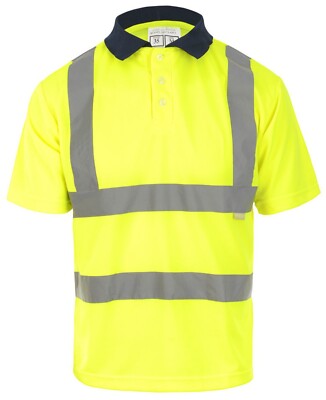 Hi Viz Vis Polo Shirt High Visibility Reflective T-Shirt Safety EN ISO ...