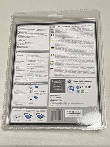 TRENDnet TU-ET100C USB to 10/100Mbps Fast Ethernet Adapter. Brand new sealed - Picture 3 of 3