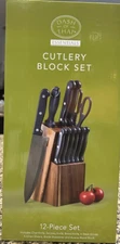 Dash of That Essentials Cutlery Block Set, 12 Pieces, Acacia Wood Block